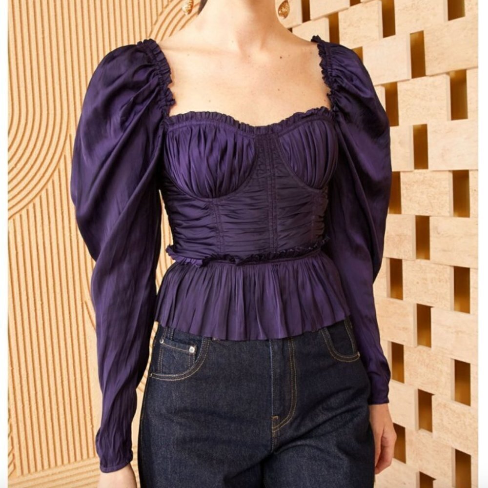 Ulla Johnson NWT Dark Purple Mia Blouse 10